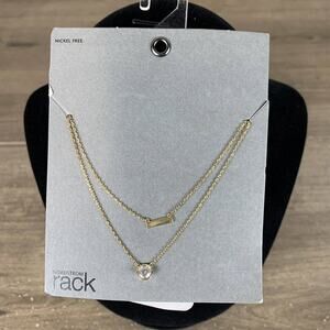 Nordstrom Necklace Dual Layer Set Gold Tone Nickle Free Crystal Dangle Charm